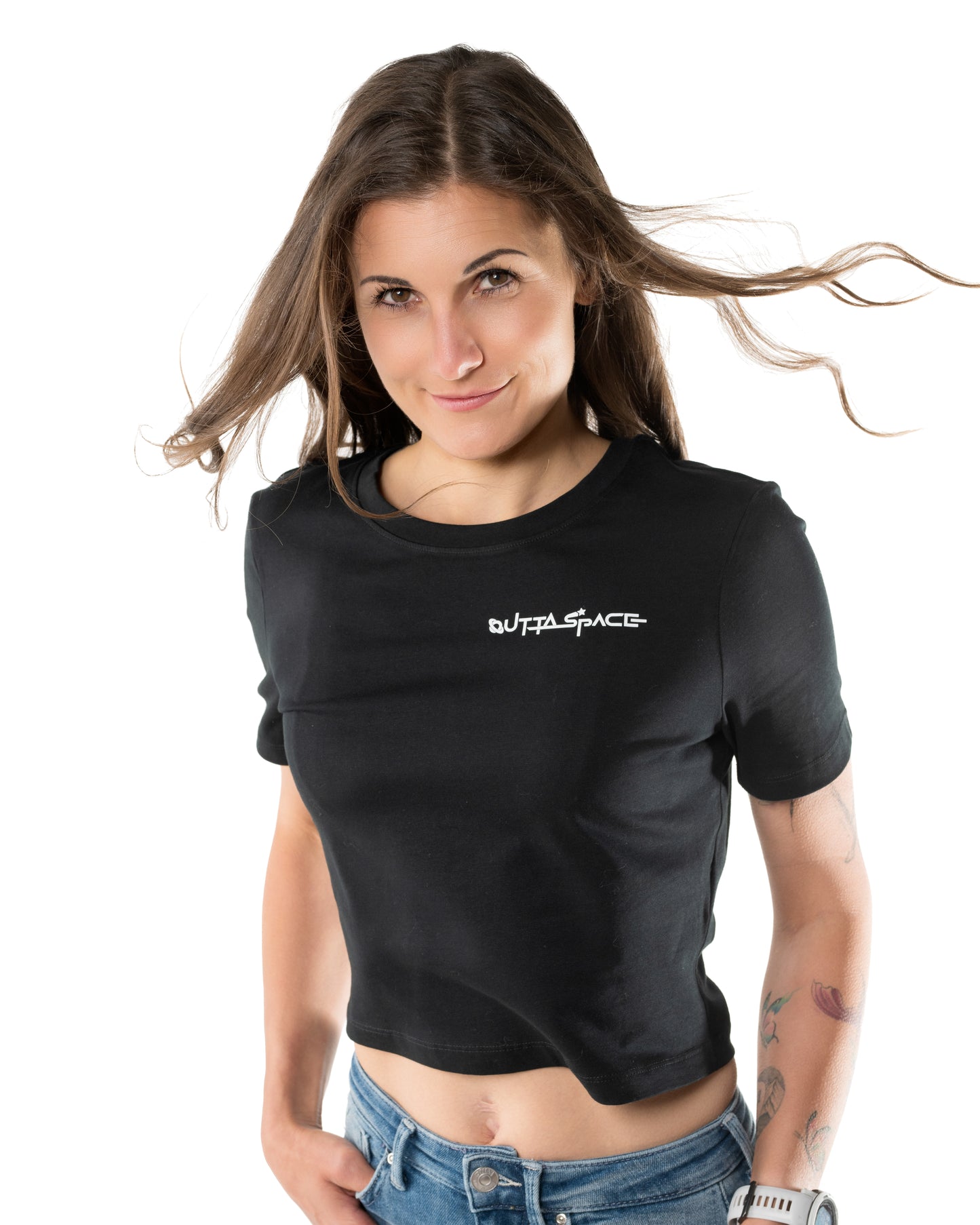 Figurbetontes Crop-Top Black