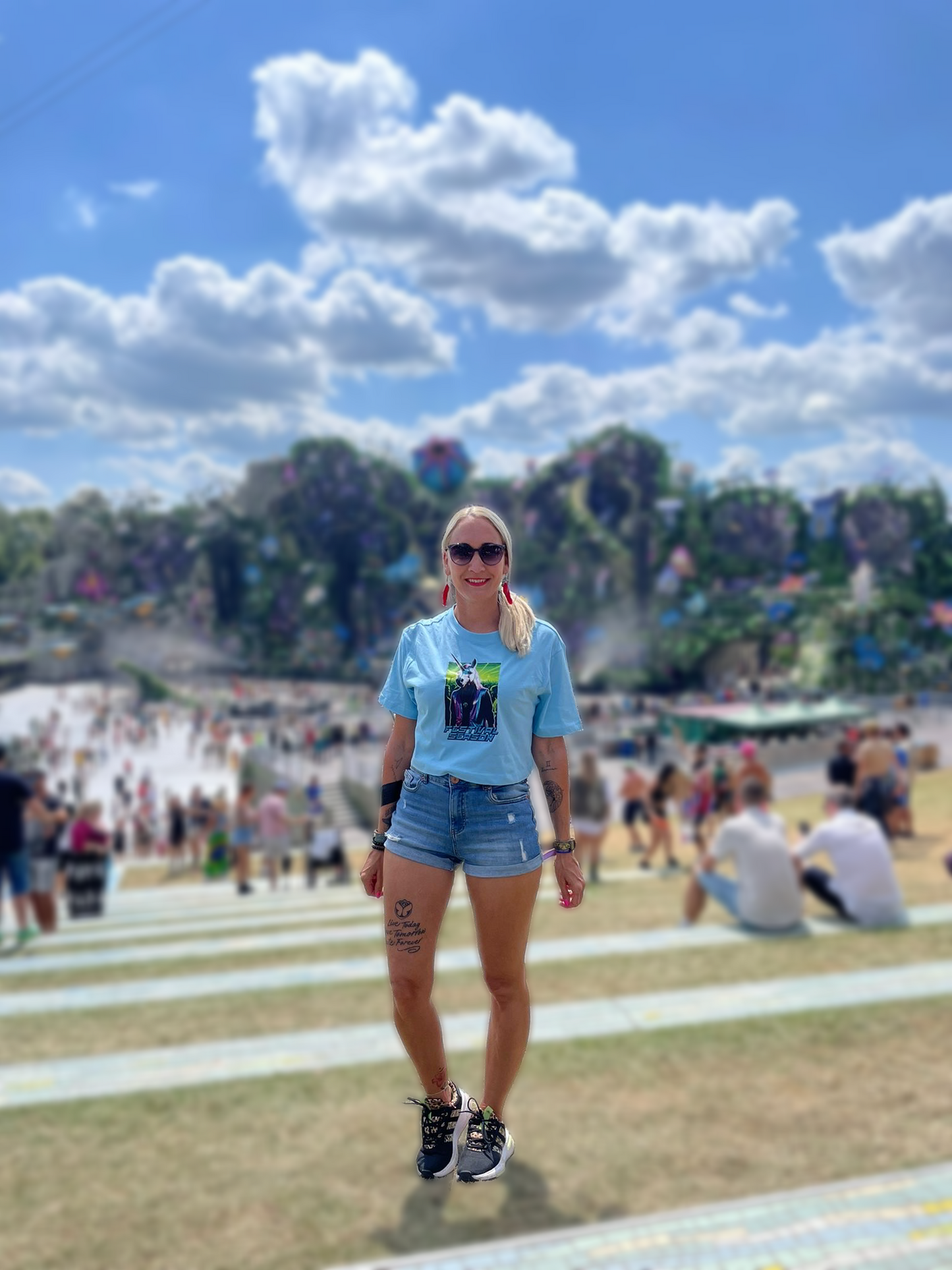 Oversized Crop-Top Baltic Blue